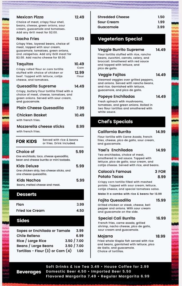 Kaloca's | Mexican Grill Menu image 2
