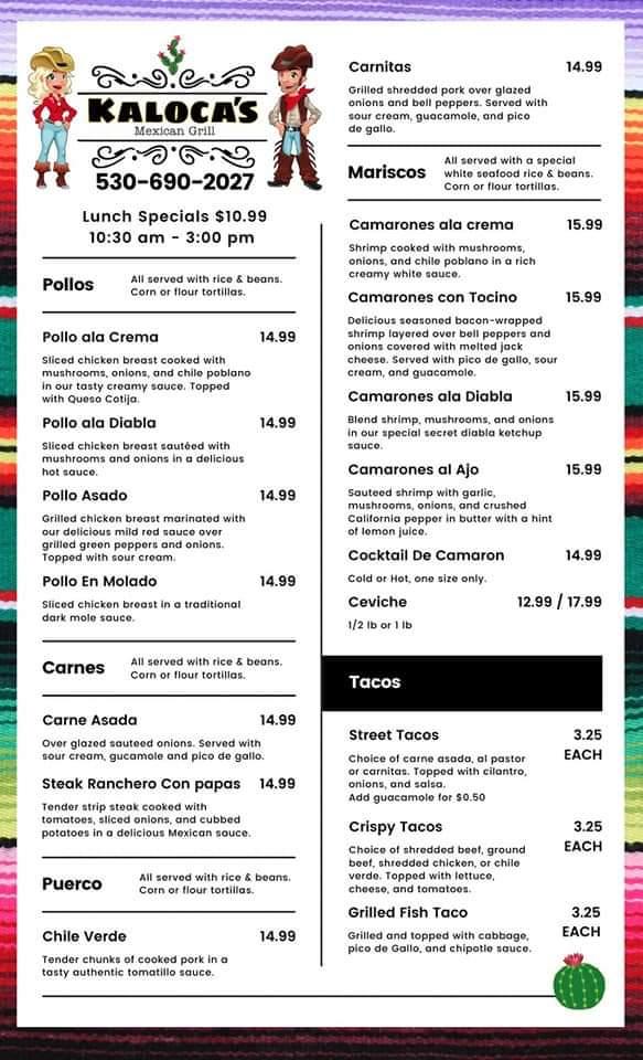 Kaloca's | Mexican Grill Menu image 4